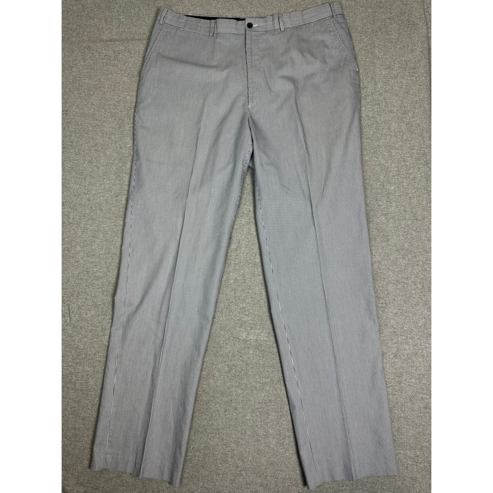 Linea Naturale Dress Pants Mens 40x35 Blue White Seersucker Cotton Striped